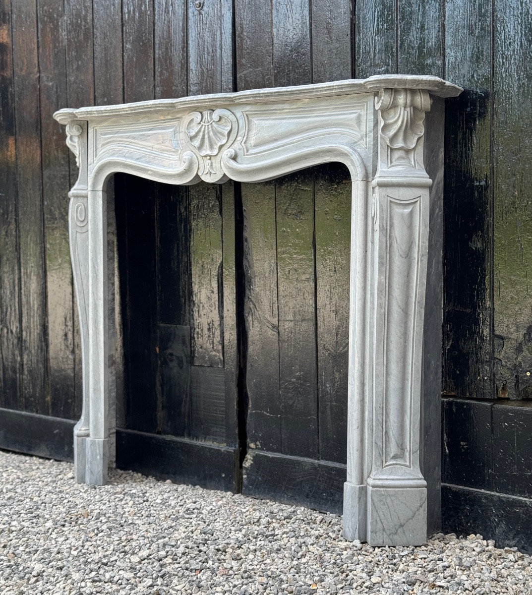 Louis XV Style Fireplace In Blue Turquin Marble Circa 1880