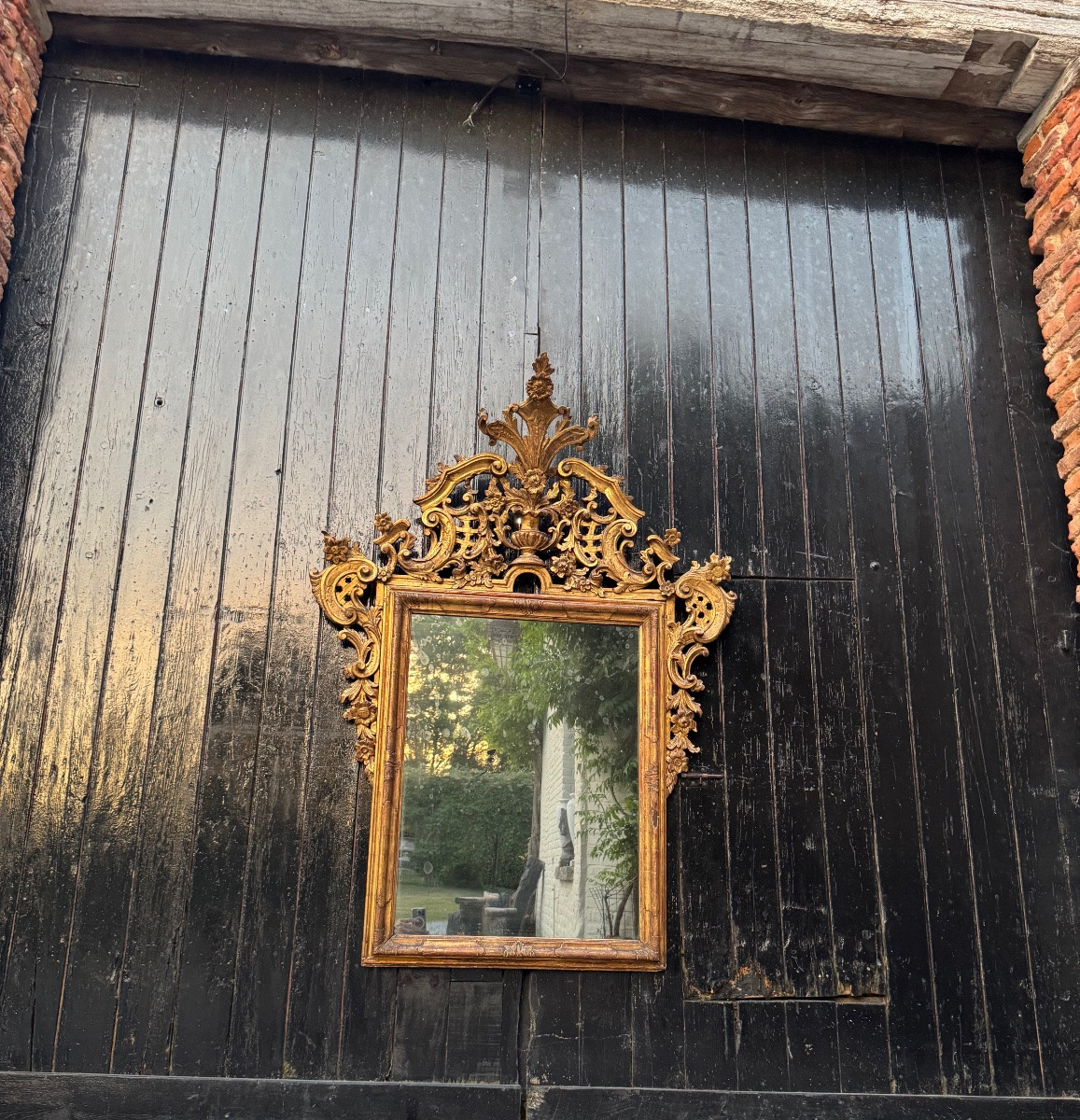 Venetian Mirror In Carved And Gilded Wood, Circa 1880 -photo-3