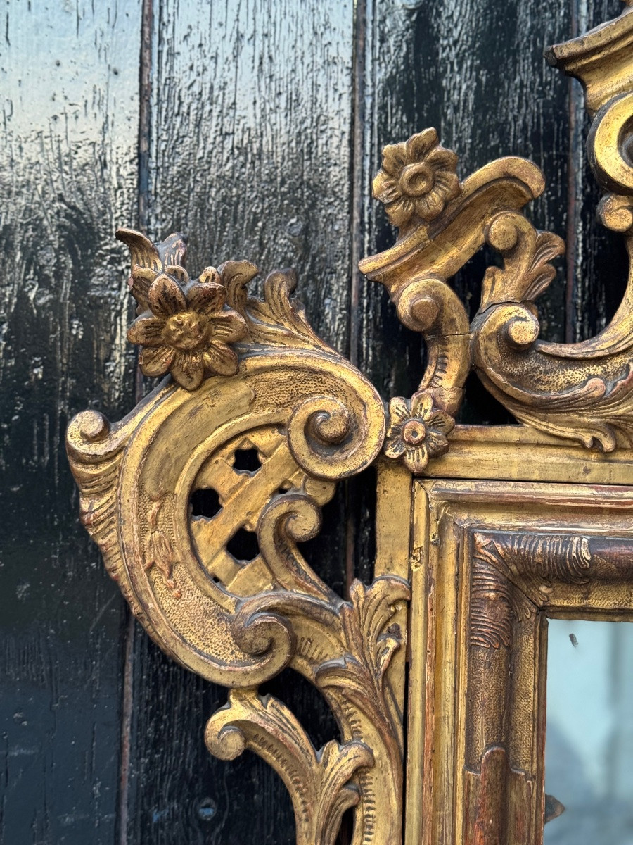 Venetian Mirror In Carved And Gilded Wood, Circa 1880 -photo-4