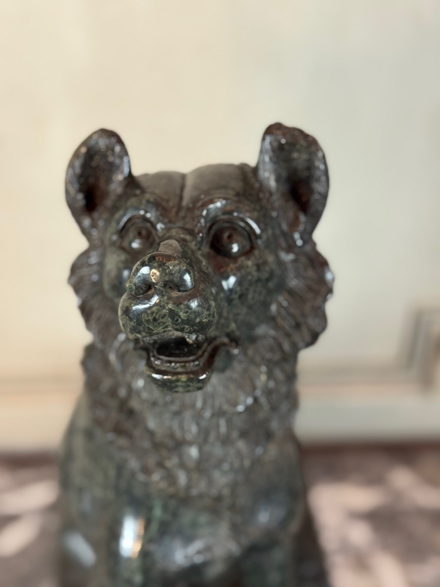 Large Model Of Jennings' Dog In Serpentine Marble, Souvenir Of The Grand Tour, 19th Century-photo-8