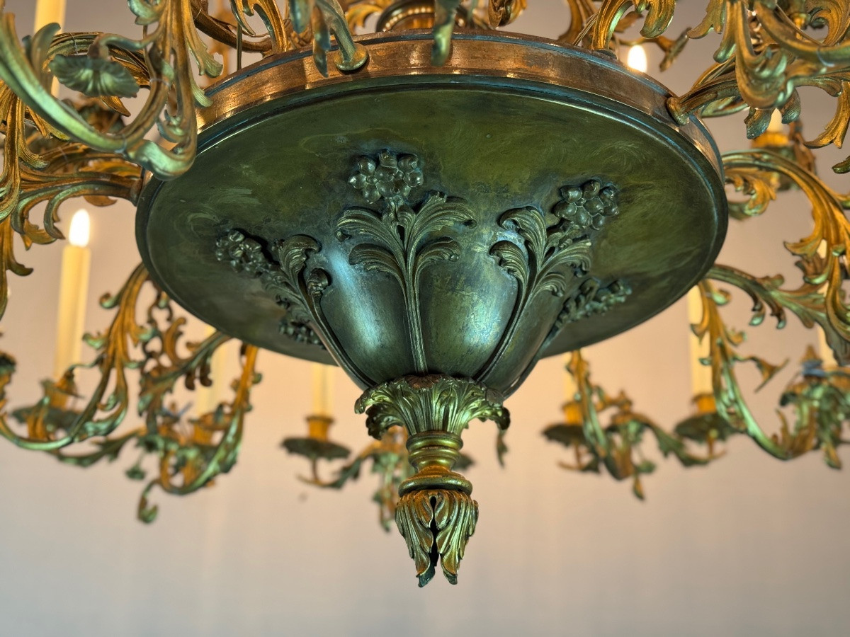 Grand lustre en Bronze, 36 points de lumière, électrification neuve, vers 1880 -photo-5
