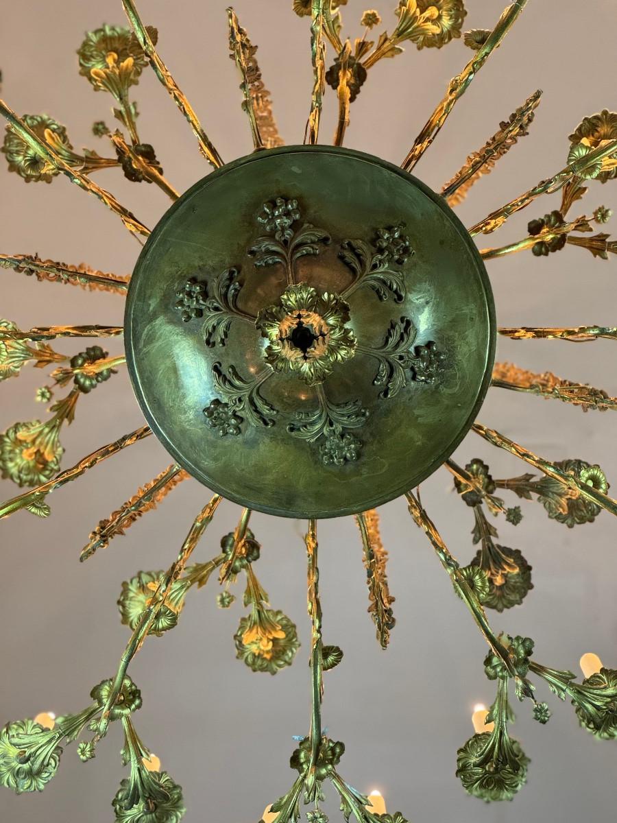 Grand lustre en Bronze, 36 points de lumière, électrification neuve, vers 1880 -photo-6