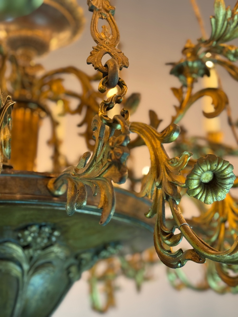 Grand lustre en Bronze, 36 points de lumière, électrification neuve, vers 1880 -photo-7