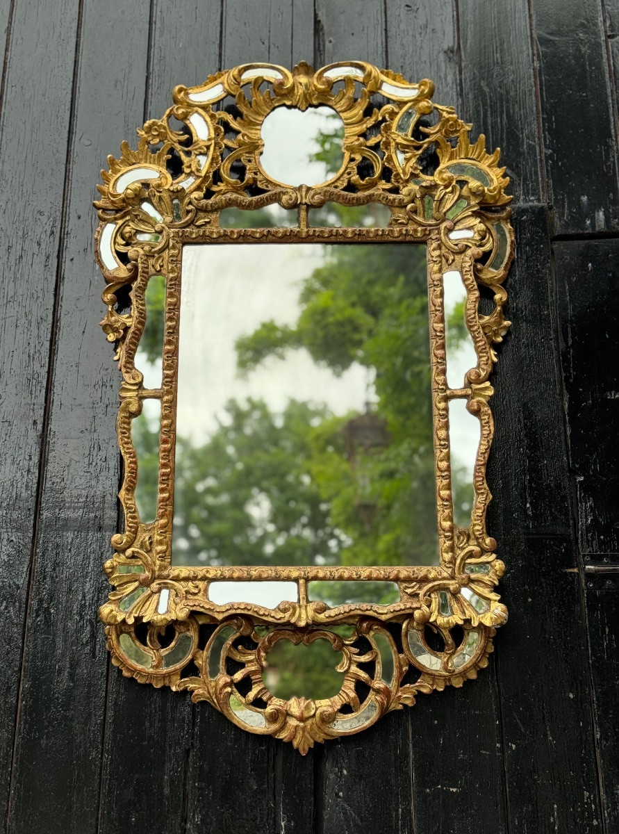 Baroque Style Mirror In Carved And Gilded Wood, Austro-hungarian Empire, Early 19th Century -photo-2