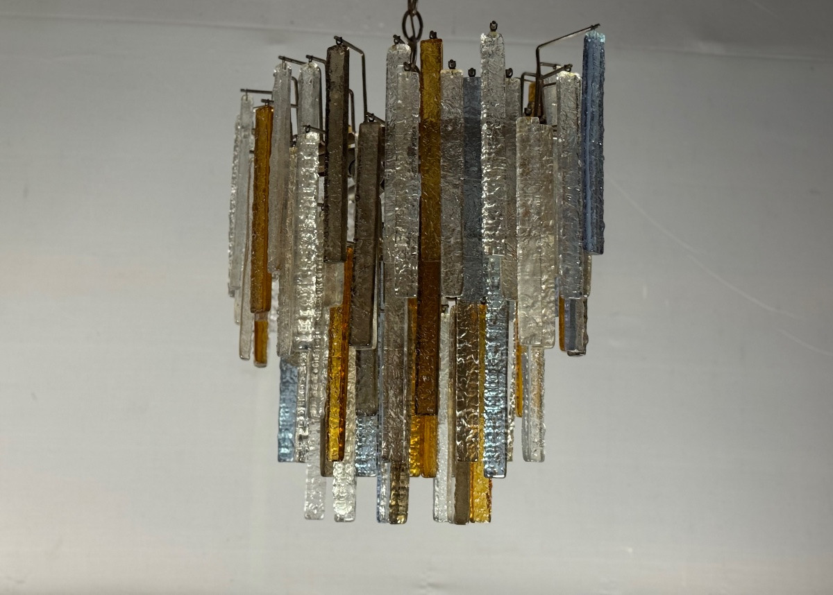 Lustre vénitien de forme ovale en verre de Murano, vers 1950, Venini -photo-3