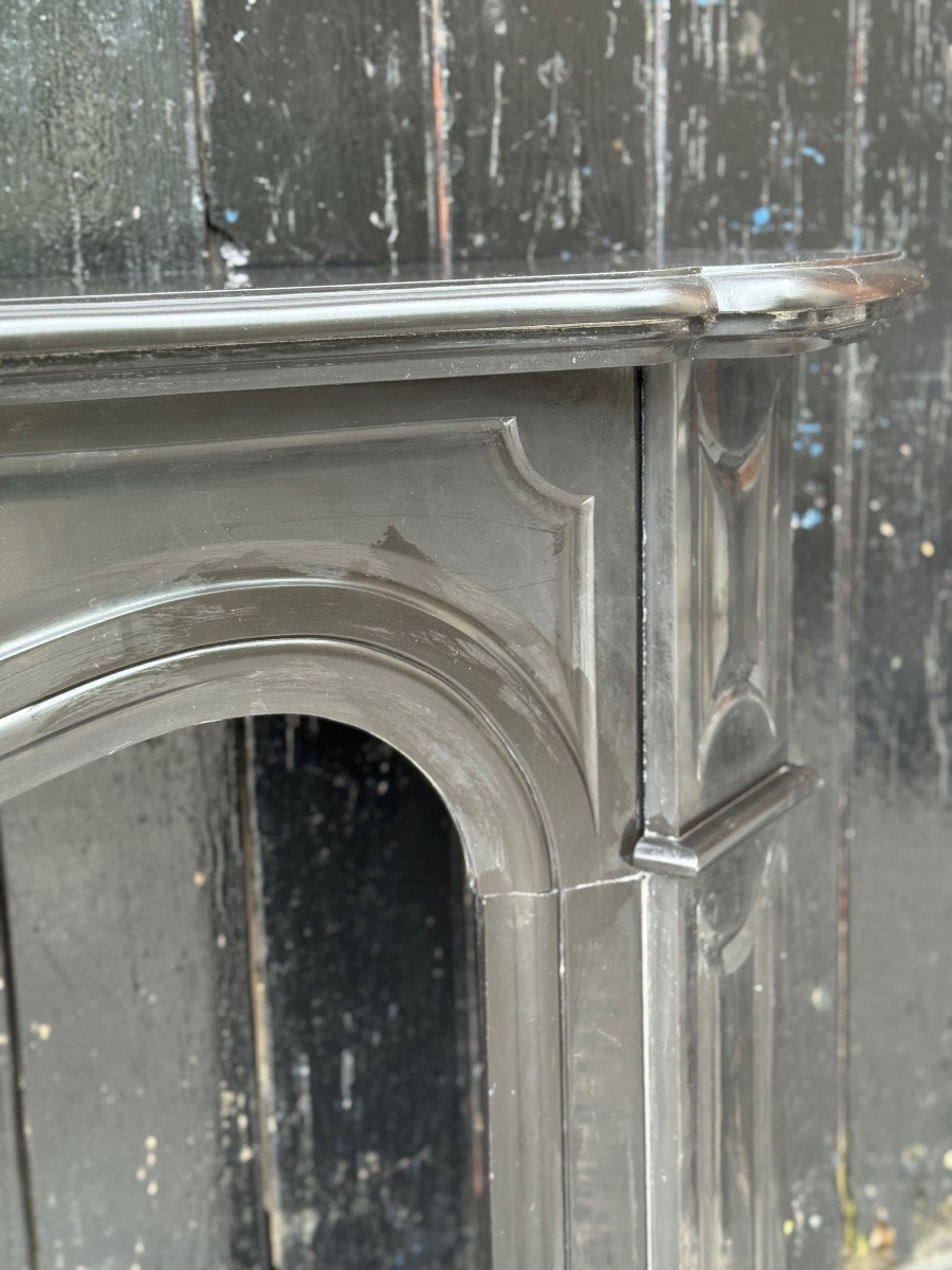 Louis XV Style Fireplace In Black Belgian Marble, Circa 1880-photo-5