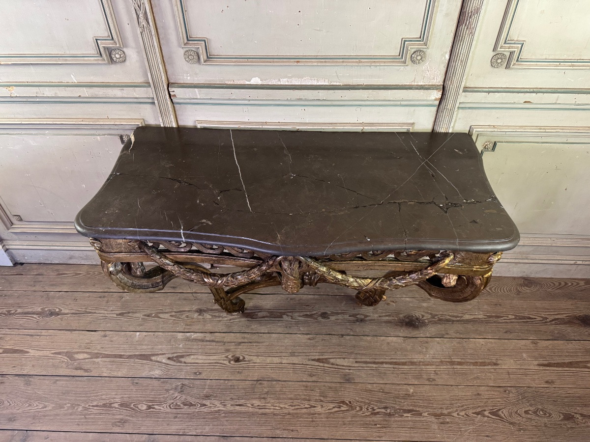 Console Transition en bois sculpté et doré, France, XVIIIéme siècle-photo-2
