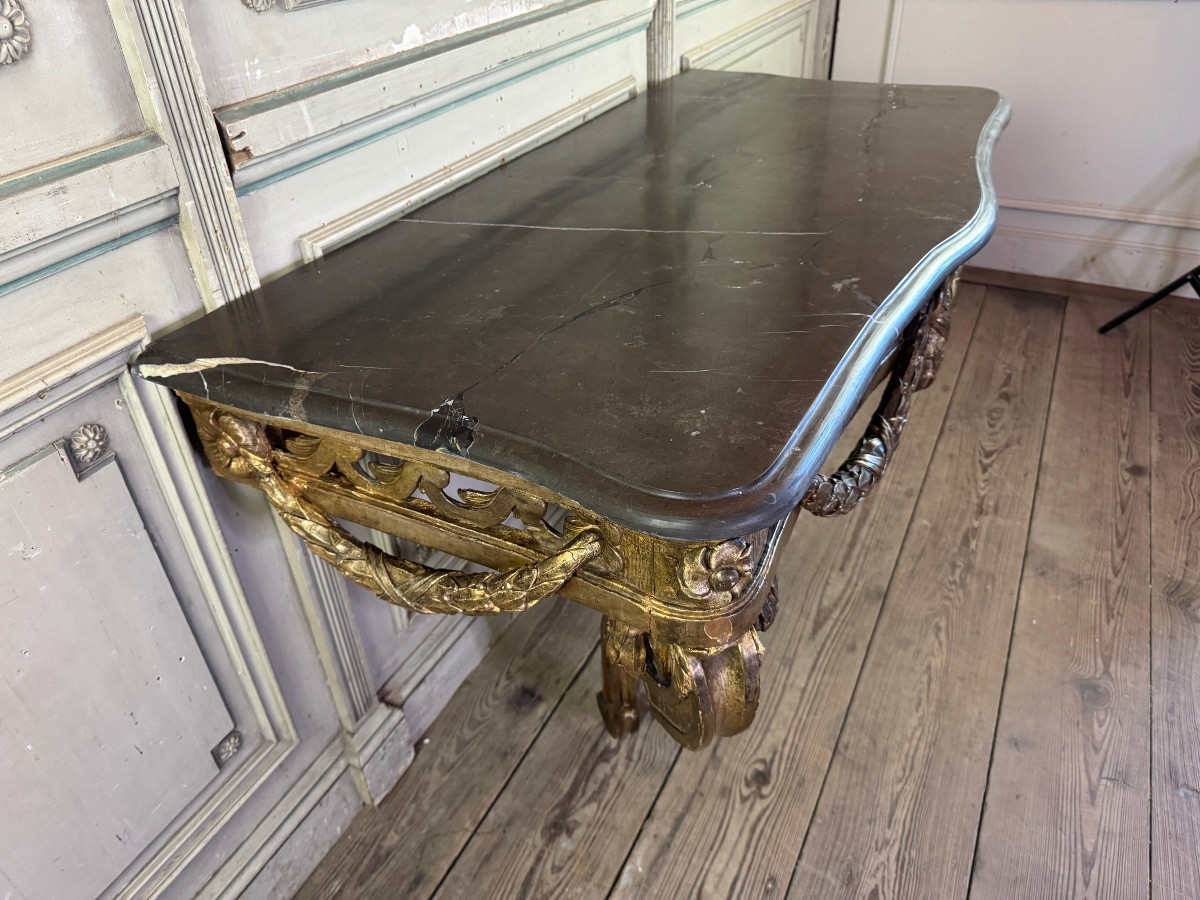 Console Transition en bois sculpté et doré, France, XVIIIéme siècle-photo-4