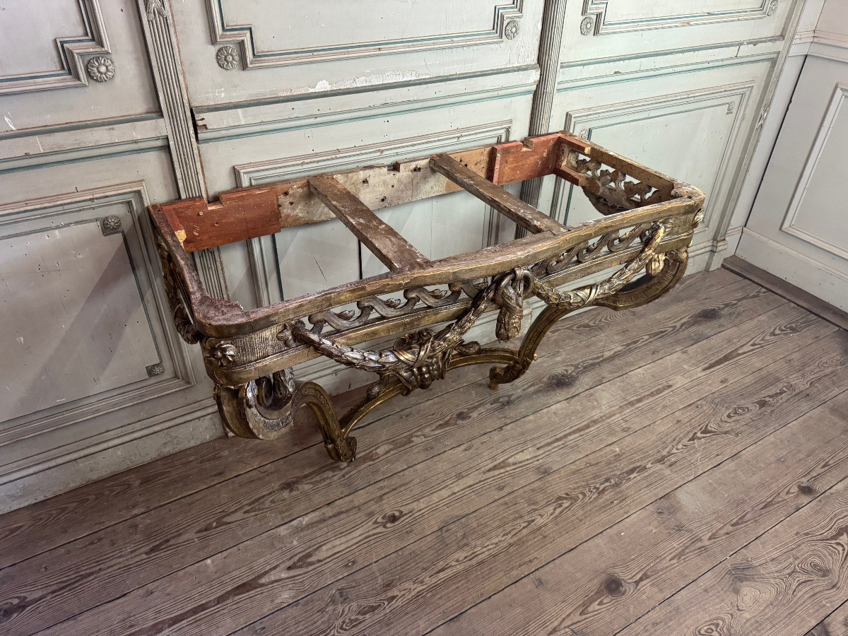 Console Transition en bois sculpté et doré, France, XVIIIéme siècle-photo-1