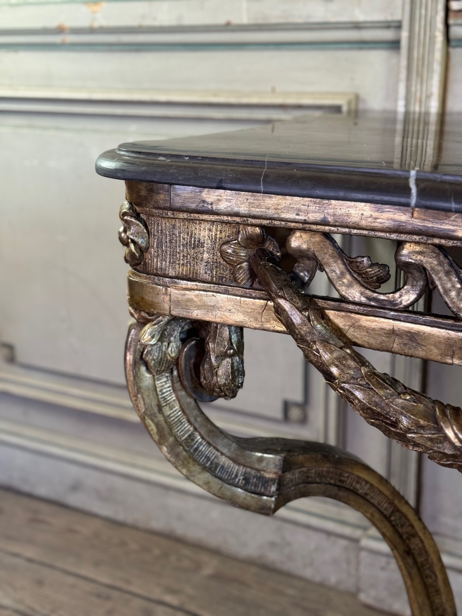 Console Transition en bois sculpté et doré, France, XVIIIéme siècle-photo-3