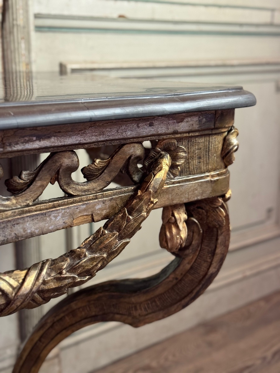 Console Transition en bois sculpté et doré, France, XVIIIéme siècle-photo-4