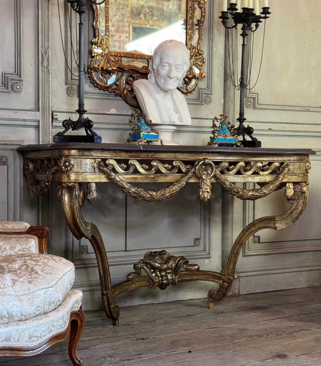 Console Transition en bois sculpté et doré, France, XVIIIéme siècle