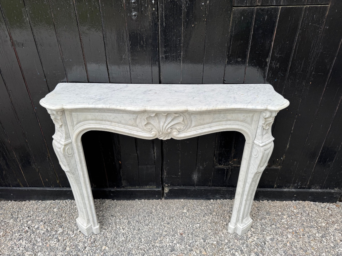 Cheminée de style Louis XV en marbre blanc de Carrare, vers 1880 -photo-8