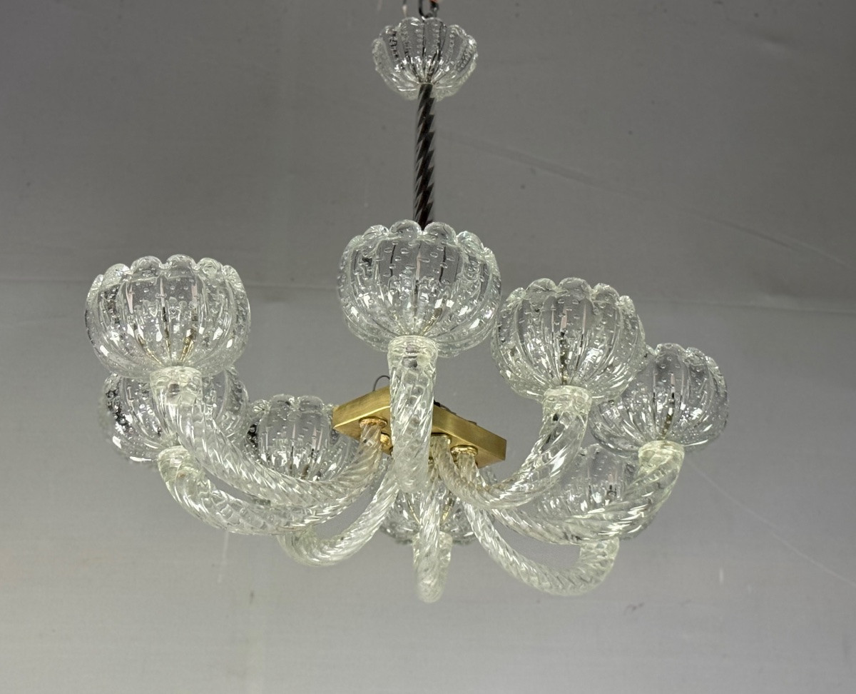 Venetian Murano Glass Chandelier By Barovier, Circa 1950-photo-5