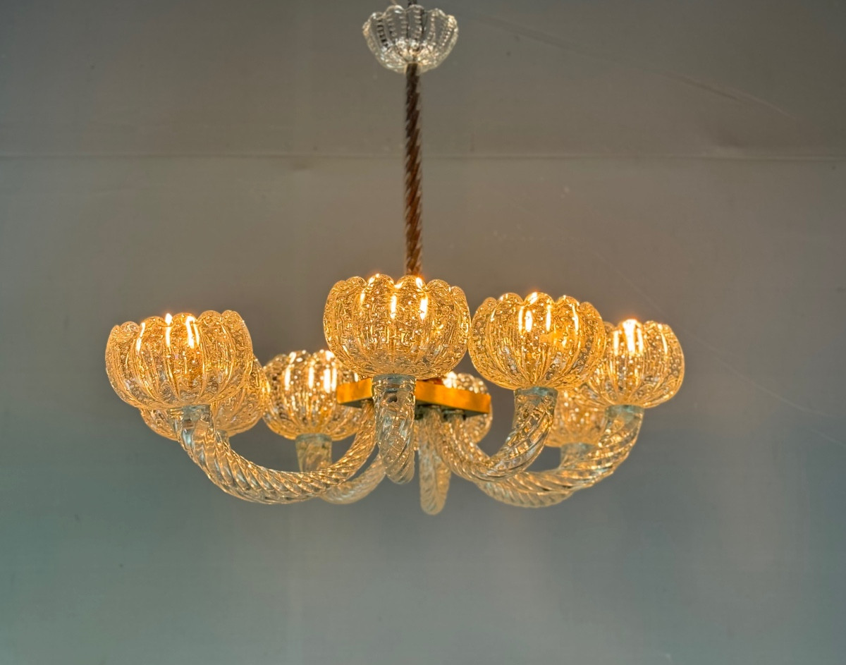 Venetian Murano Glass Chandelier By Barovier, Circa 1950