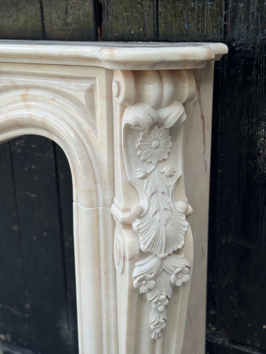 Louis XV Style Fireplaces In Pink Marble, Circa 1980-photo-3