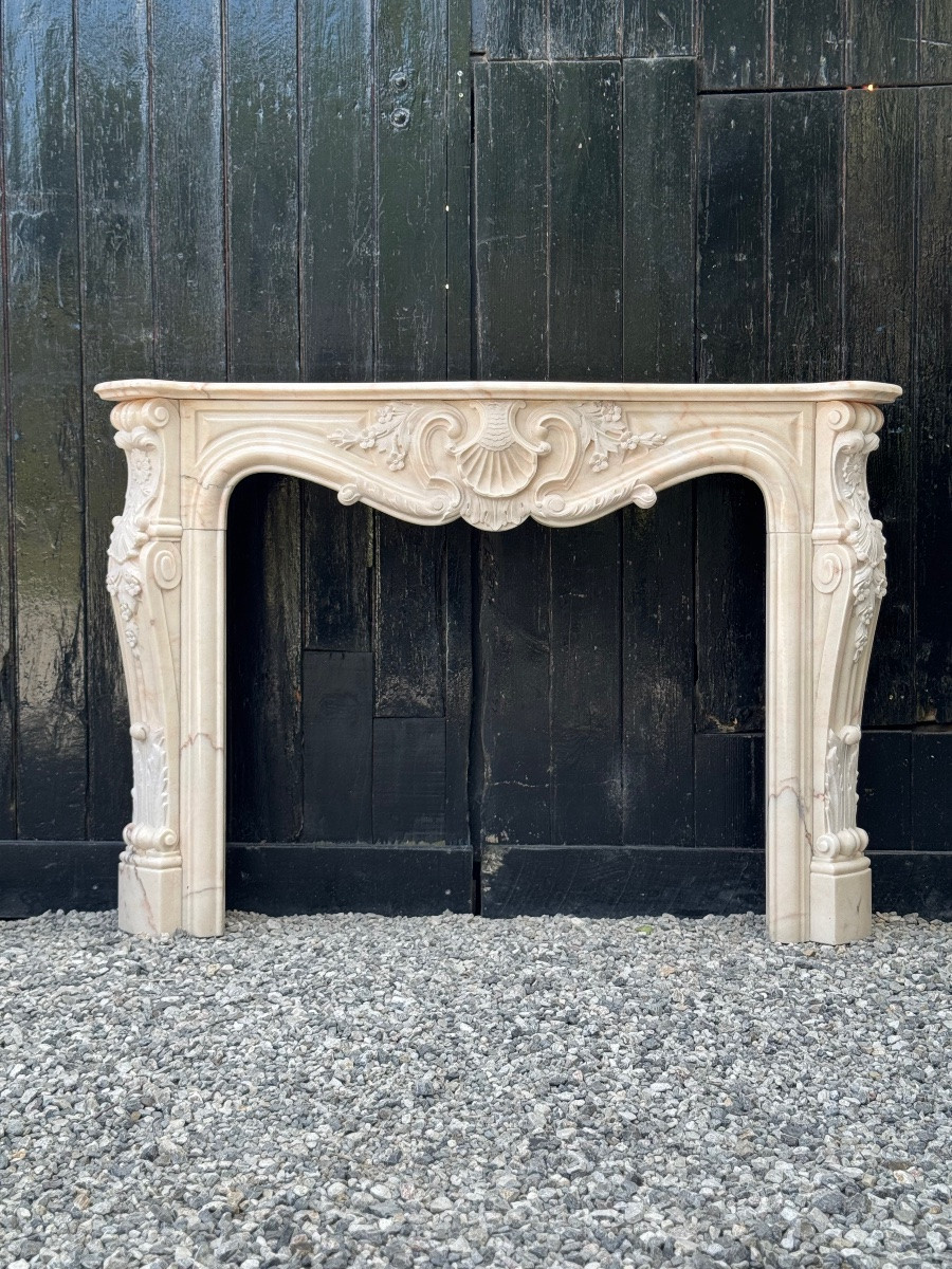 Louis XV Style Fireplaces In Pink Marble, Circa 1980-photo-4