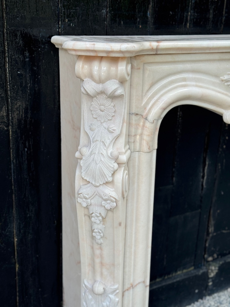 Louis XV Style Fireplaces In Pink Marble, Circa 1980-photo-3