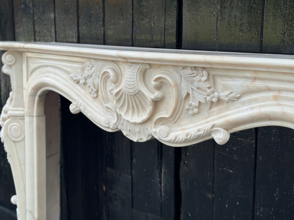 Louis XV Style Fireplaces In Pink Marble, Circa 1980-photo-4