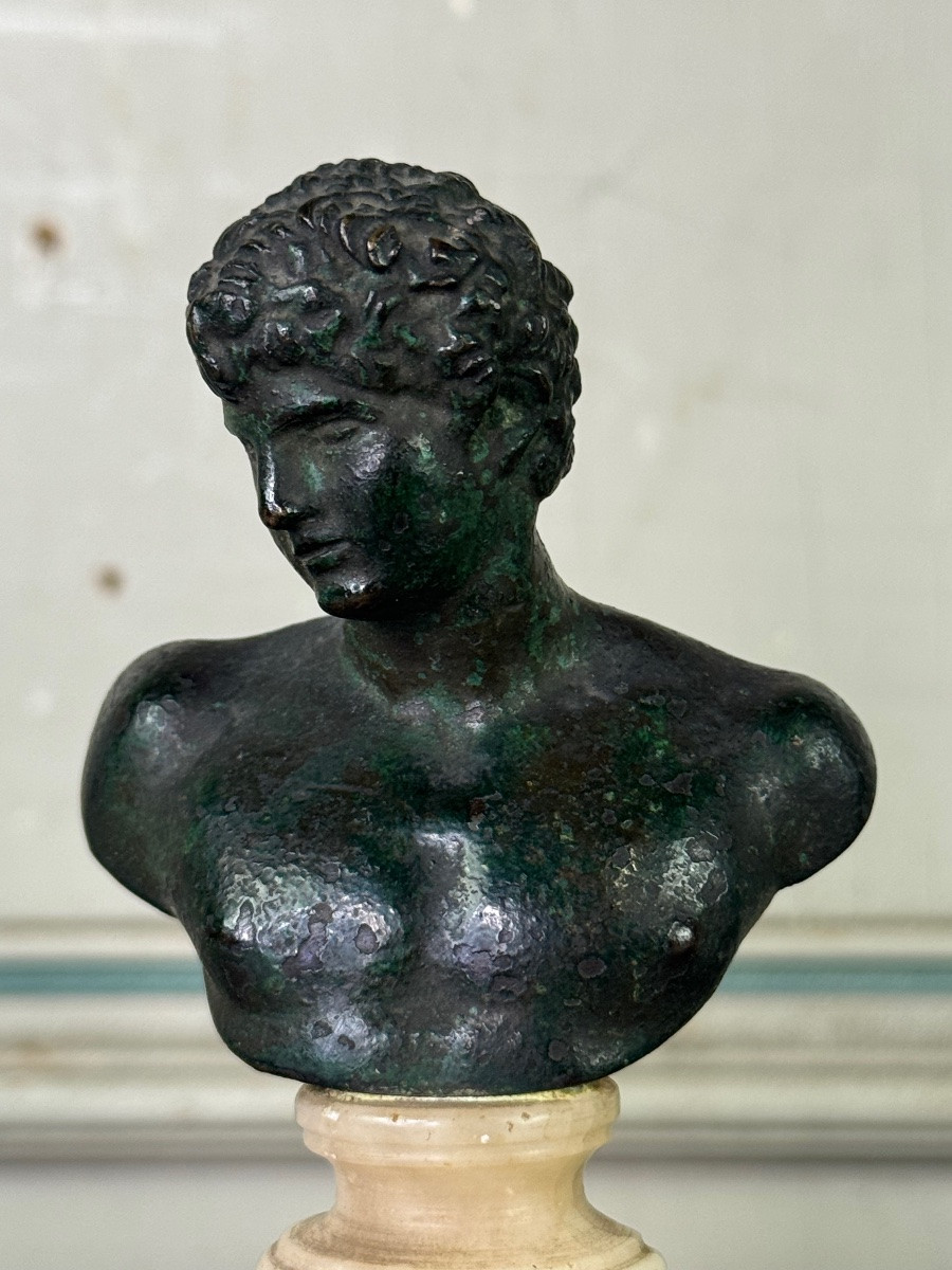 Deux bustes en bronze dans le goût de l’Antique, XVIIIéme siècle-photo-3