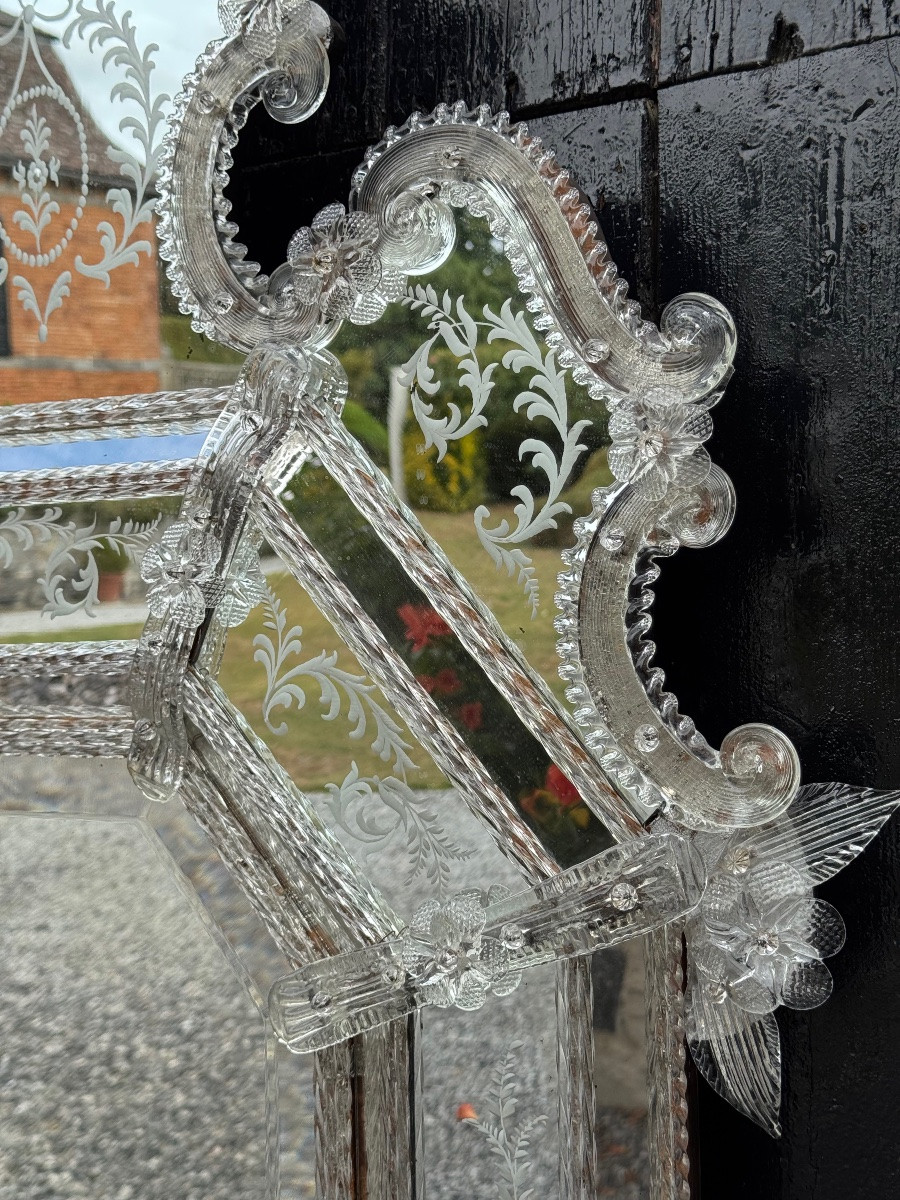 Venetian Murano Glass Mirror, Circa 1930-photo-3