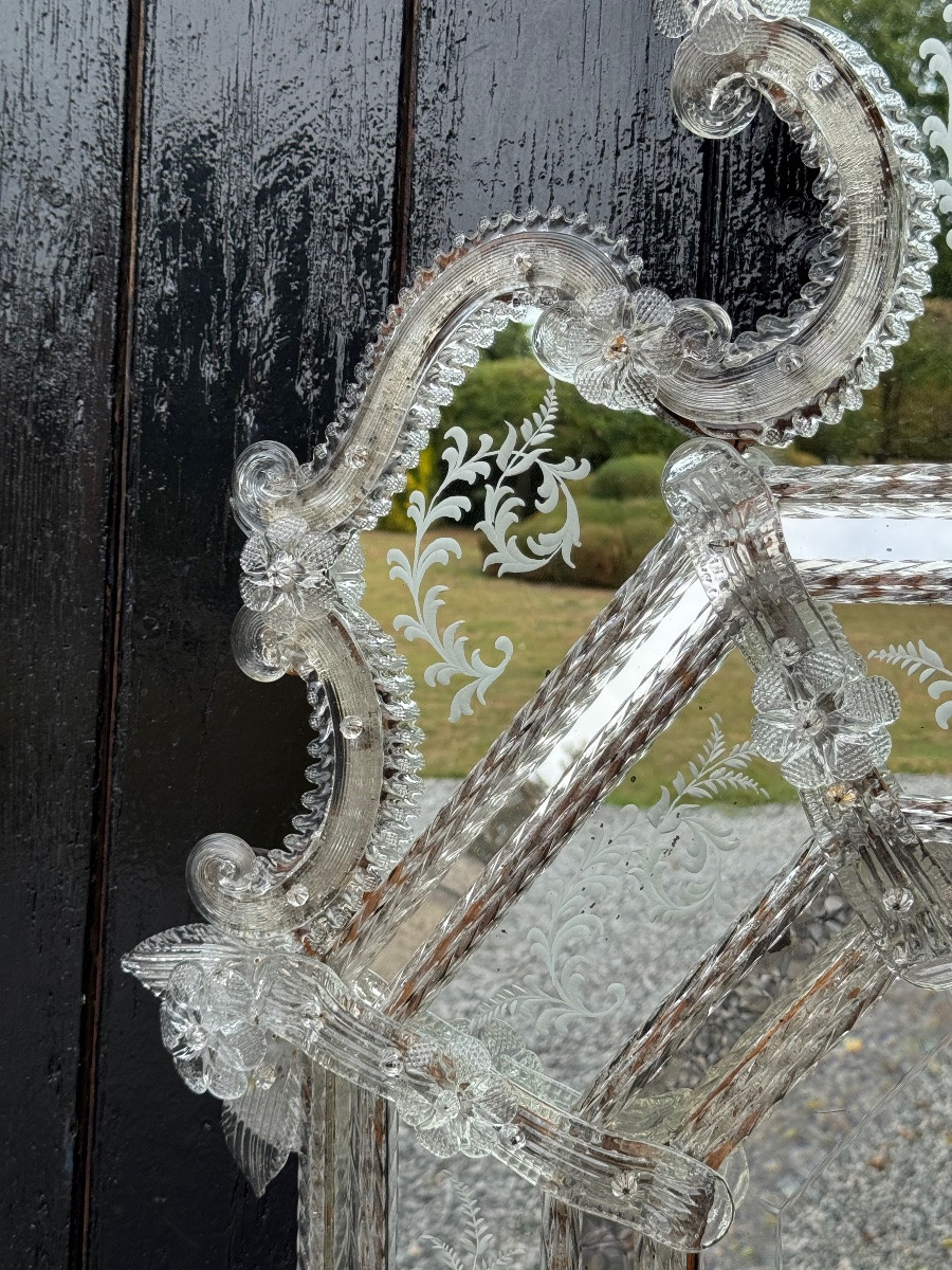 Venetian Murano Glass Mirror, Circa 1930-photo-1