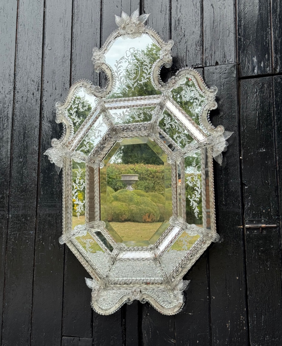 Venetian Murano Glass Mirror, Circa 1930