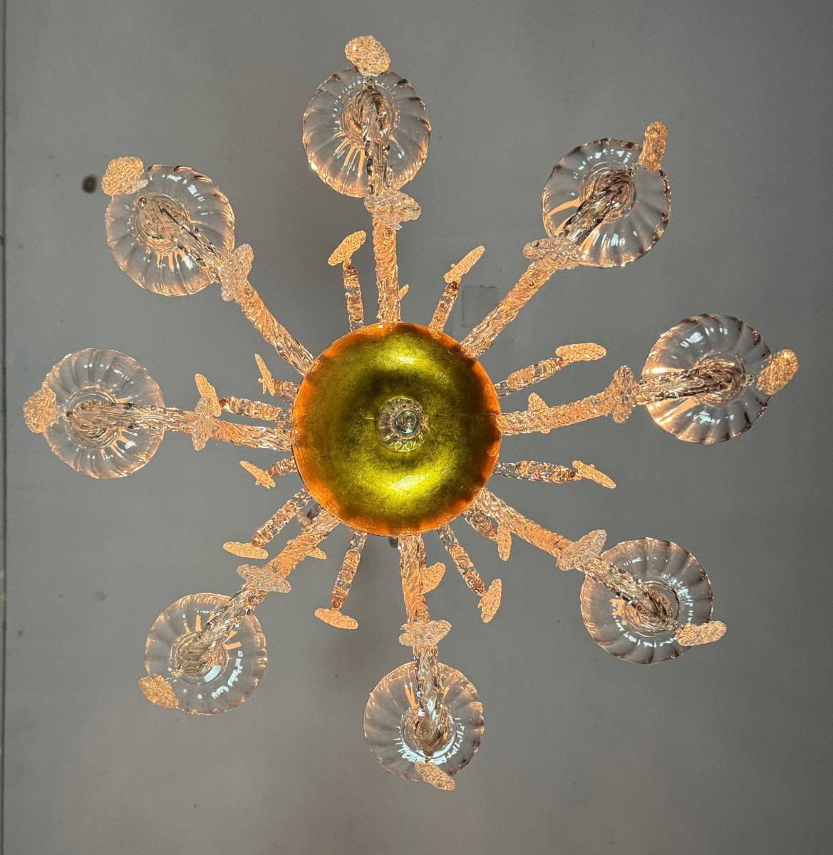 Lustre liégeois en verre soufflé, moulé et pincé, vers 1900-photo-3