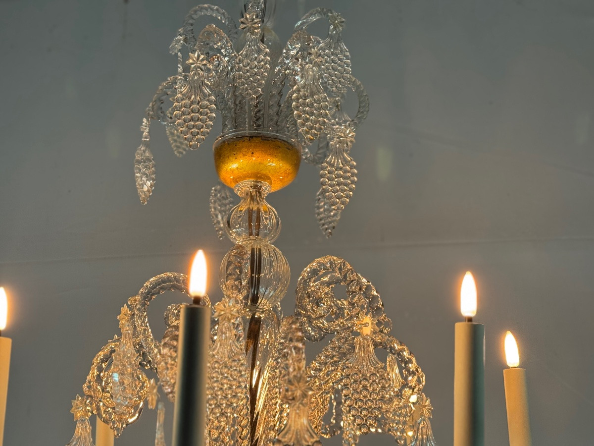 Lustre liégeois en verre soufflé, moulé et pincé, vers 1900-photo-2