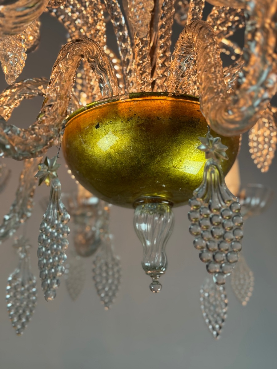 Lustre liégeois en verre soufflé, moulé et pincé, vers 1900-photo-8