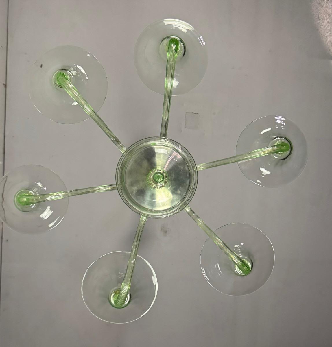 Green Murano Glass Venetian Chandelier, Circa 1940 -photo-3