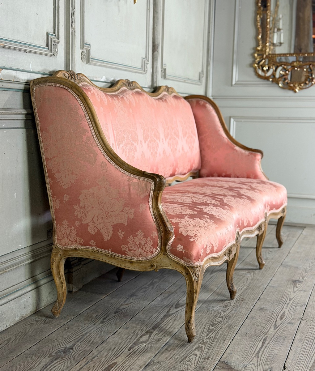 Louis XV Bench In Carved Natural Wood, 18th Century-photo-2
