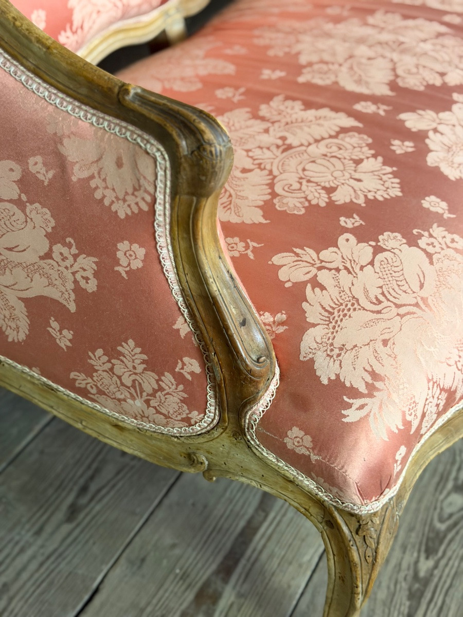Louis XV Bench In Carved Natural Wood, 18th Century-photo-3