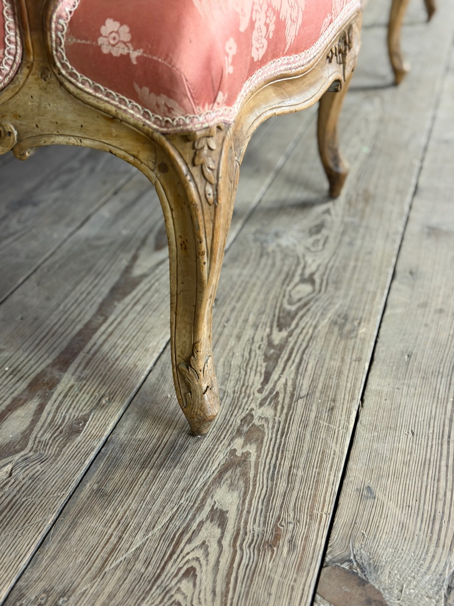 Louis XV Bench In Carved Natural Wood, 18th Century-photo-4