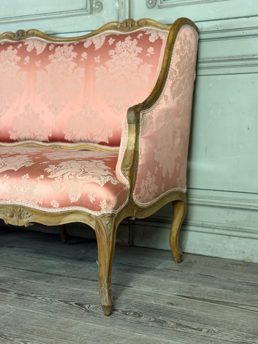 Louis XV Bench In Carved Natural Wood, 18th Century-photo-5