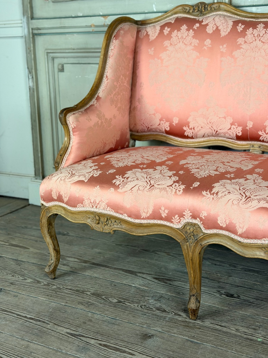 Louis XV Bench In Carved Natural Wood, 18th Century-photo-6
