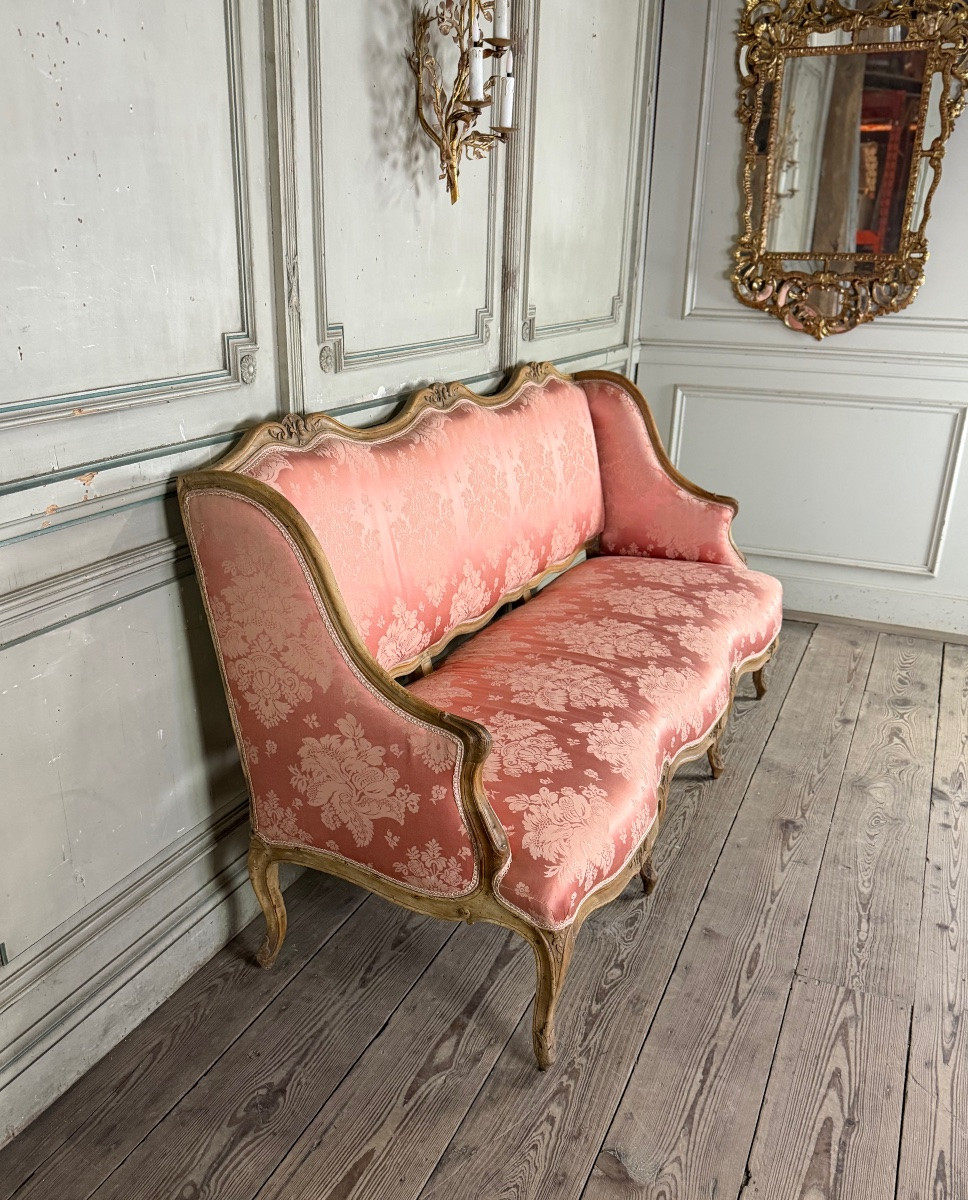 Louis XV Bench In Carved Natural Wood, 18th Century-photo-7