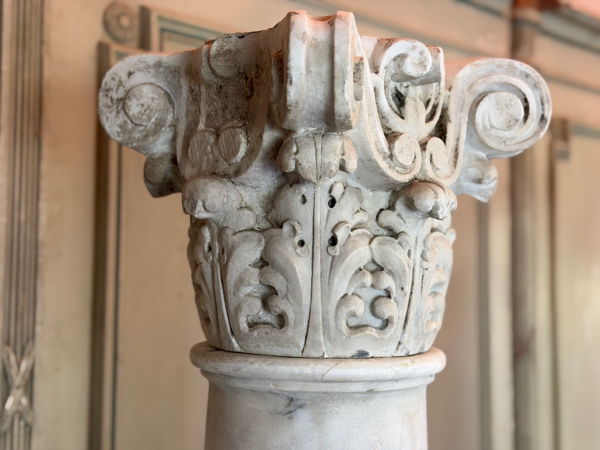 Paire de colonnes en marbre de Carrare, 214 cm de haut, vers 1880-photo-1