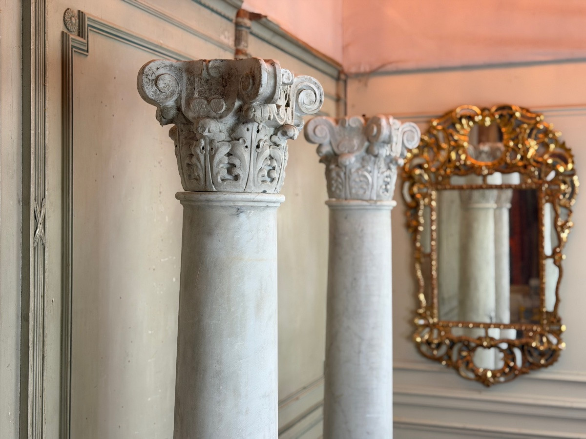 Paire de colonnes en marbre de Carrare, 214 cm de haut, vers 1880-photo-2