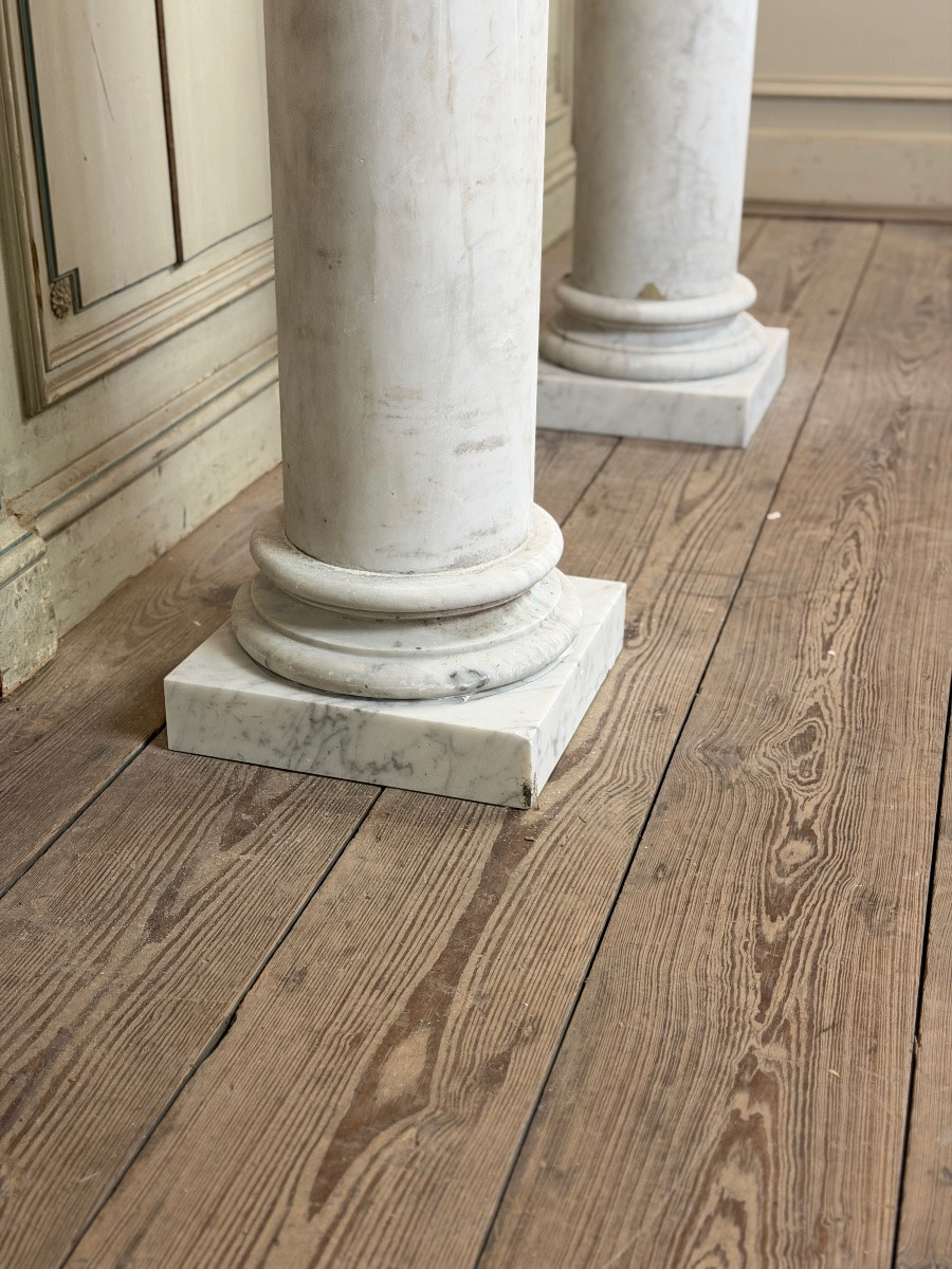 Paire de colonnes en marbre de Carrare, 214 cm de haut, vers 1880-photo-3