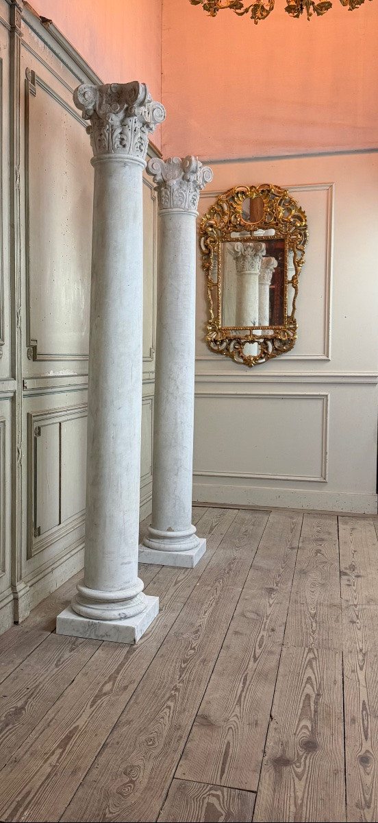 Paire de colonnes en marbre de Carrare, 214 cm de haut, vers 1880-photo-4