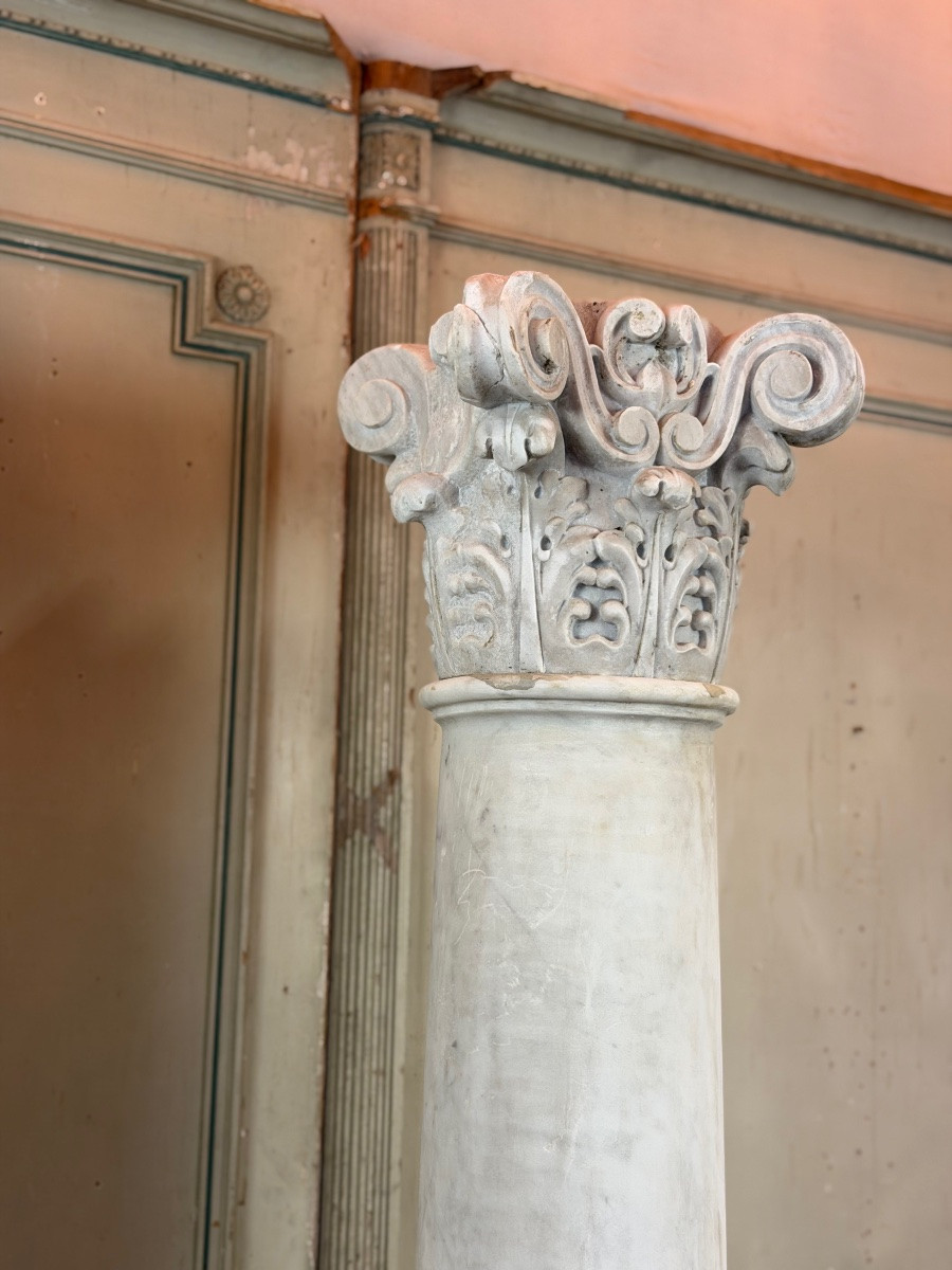 Paire de colonnes en marbre de Carrare, 214 cm de haut, vers 1880-photo-5