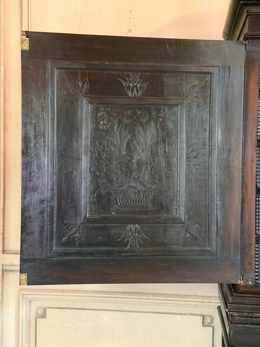 Grand cabinet Louis XIII en placage d’ébène, XVIIème siècle -photo-6