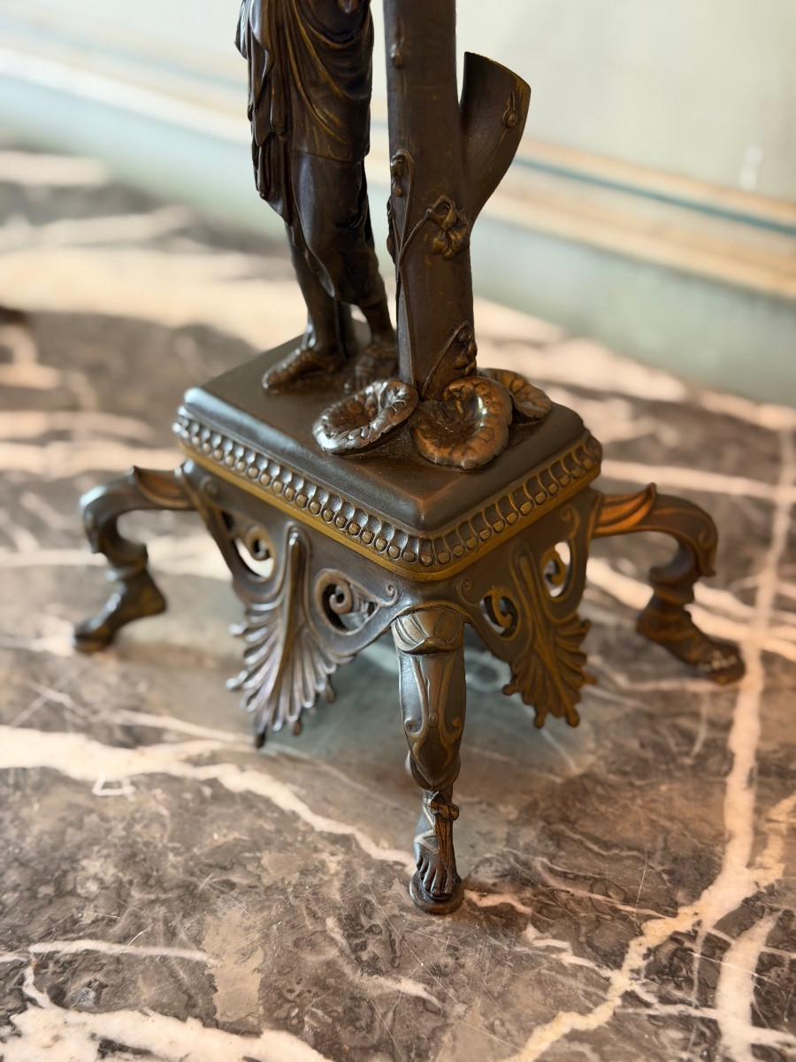 Pair Of Gilt Bronze And Medal Patina Candelabras With Six Light Arms Circa 1880-photo-6