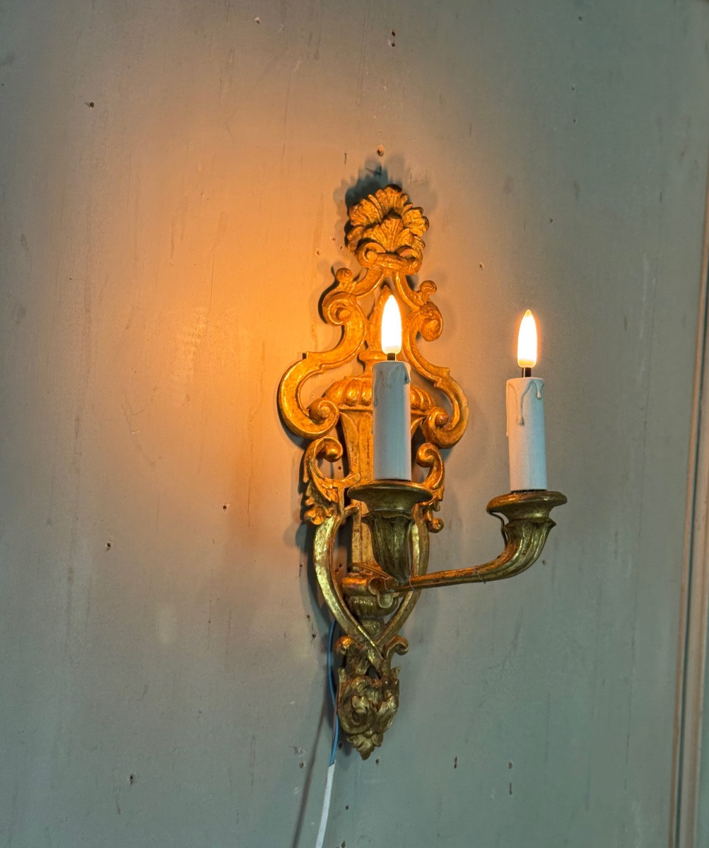 Paire d’appliques en bois doré de style transition, vers 1900-photo-7