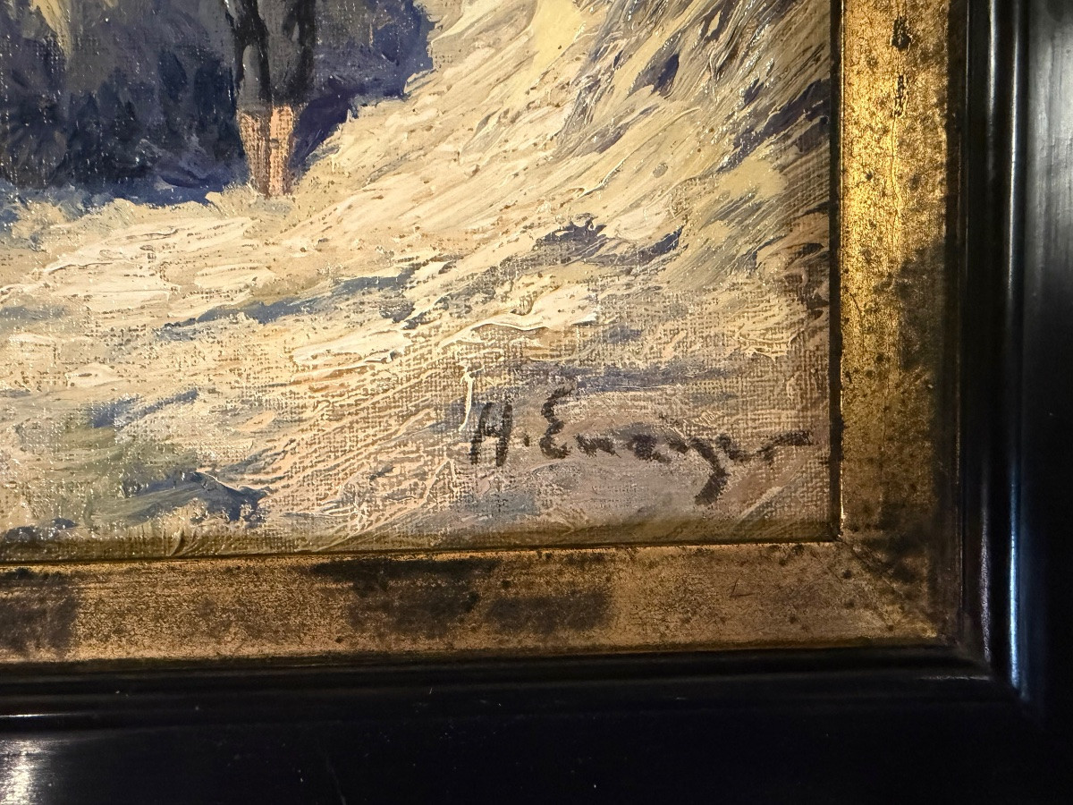 “Les moissons “ huile sur carton, signée Hans Enzinger (1889-1972) Autriche -photo-4