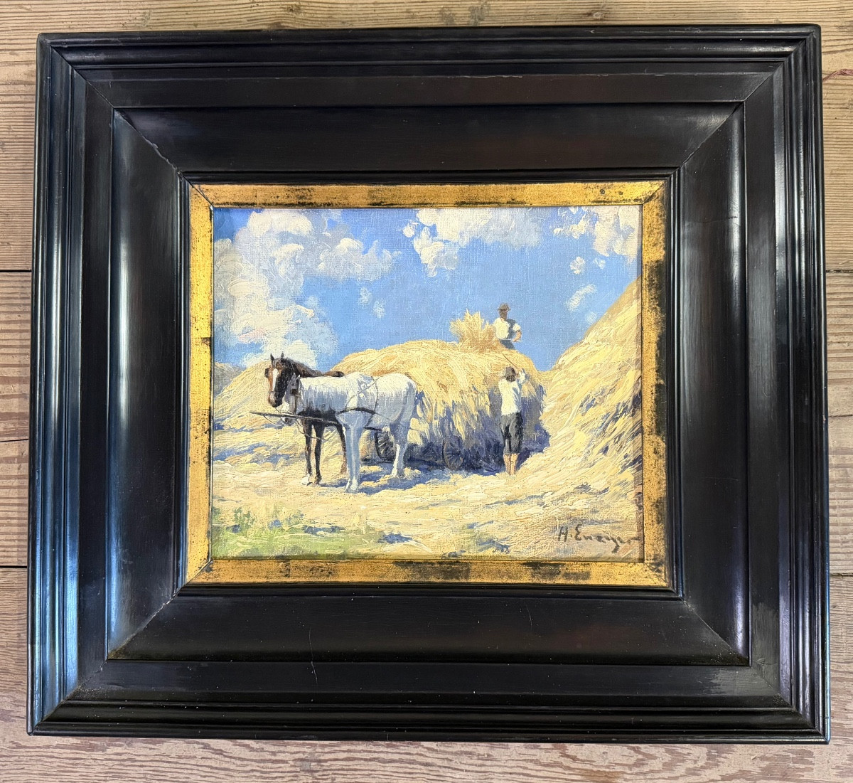 “Les moissons “ huile sur carton, signée Hans Enzinger (1889-1972) Autriche 