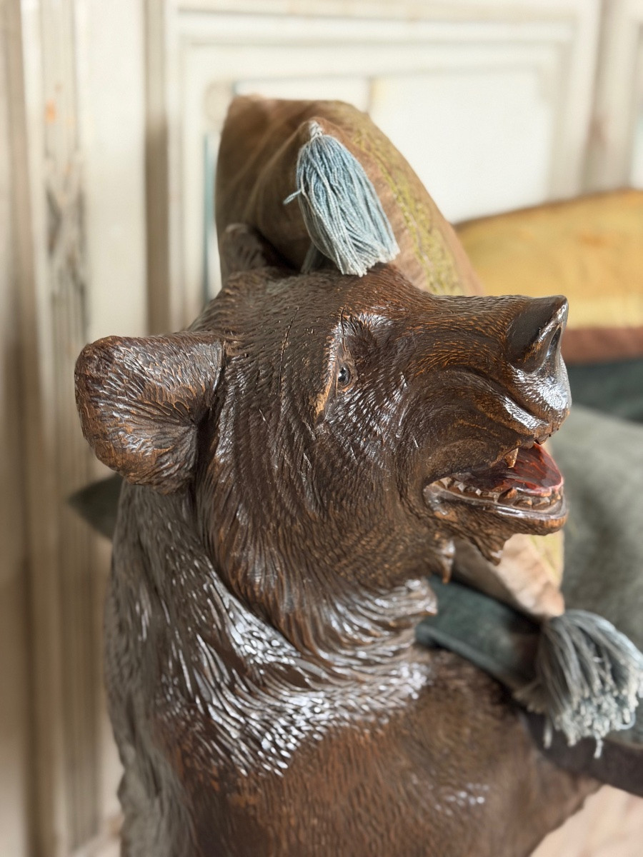 Deux ours de Berne ou Brienz dit ours Forêt Noire formant un banc, XIXème siècle -photo-3