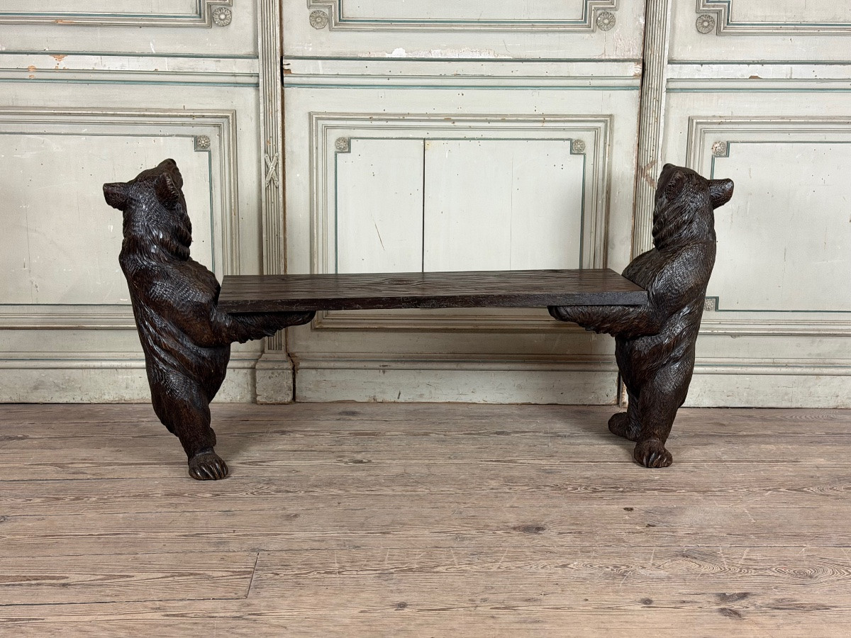 Deux ours de Berne ou Brienz dit ours Forêt Noire formant un banc, XIXème siècle -photo-5