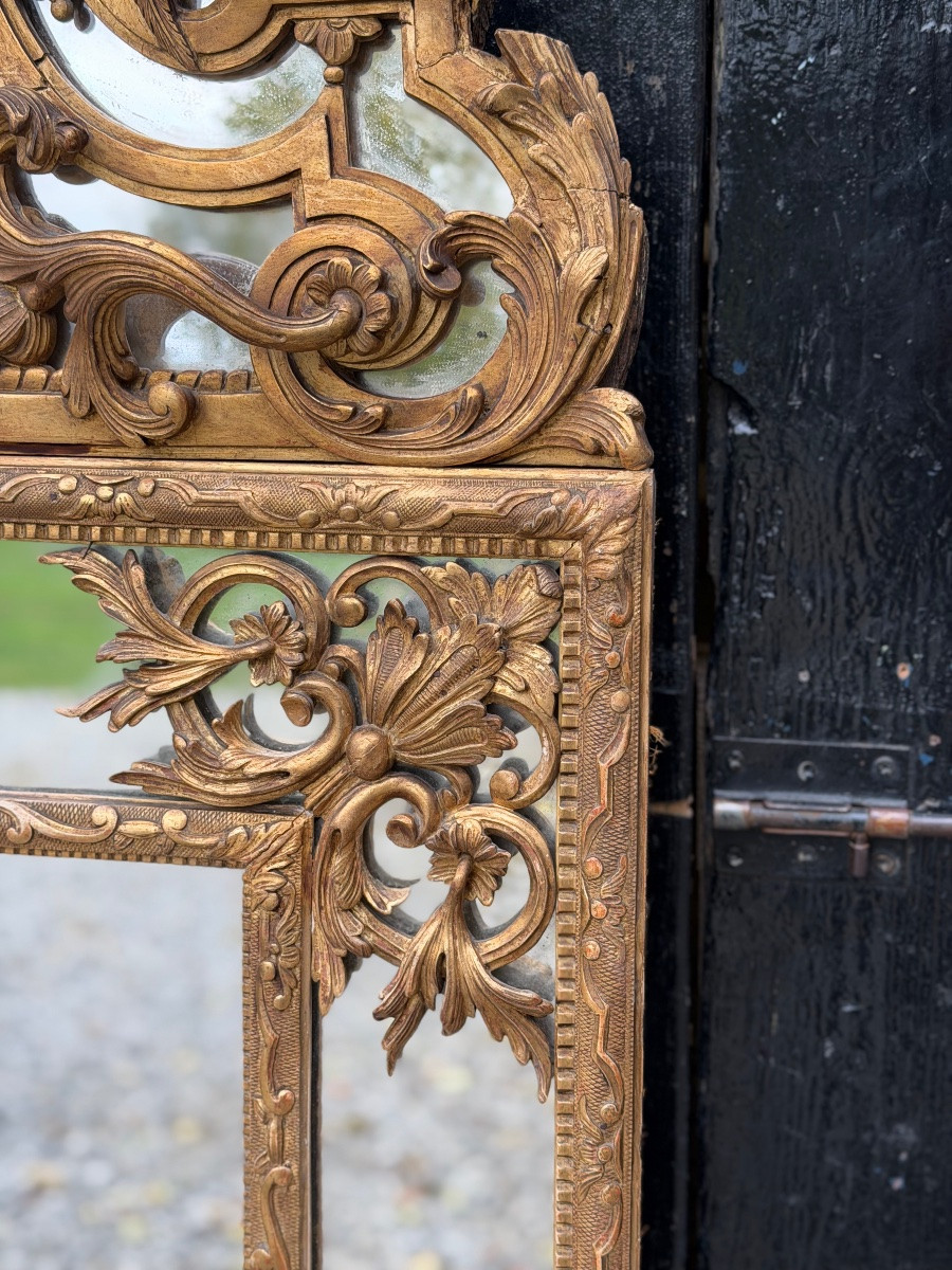 Miroir de style Régence en bois doré, XIXème siècle -photo-3